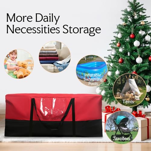 Image of Christmas Tree Storage Bag 8 Ft Artificial Tree 600D Oxford Storage Bag | Waterproof Christmas tree storage bag (48x15x22in) Dual smooth zippers, reinforced handles & label pocket dust /moisture-proof