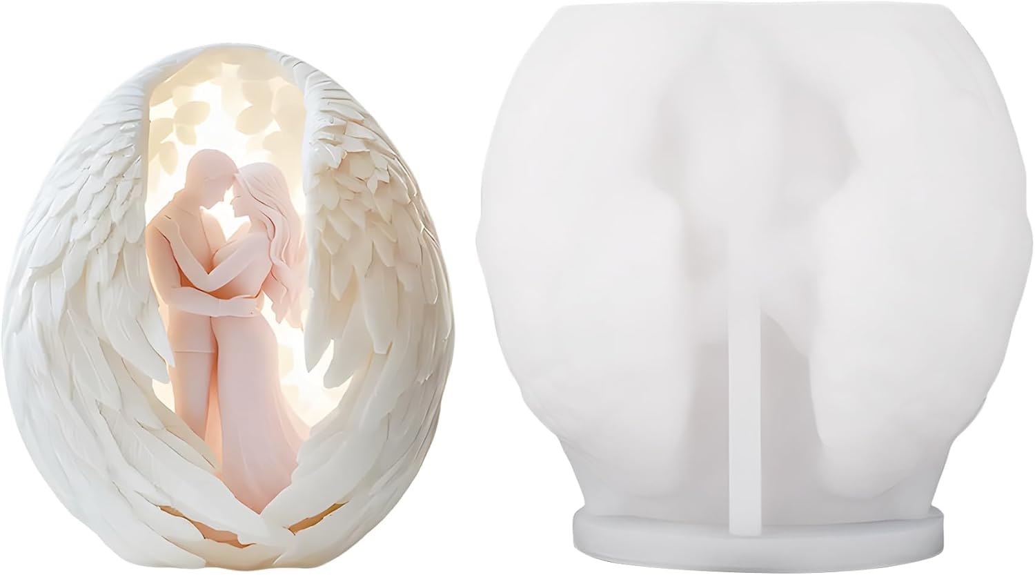couple wings candle mold silicone valentine’s day mold for candle making 3d romantic couple wings table decoration home decor gifts wedding engagement cake topper