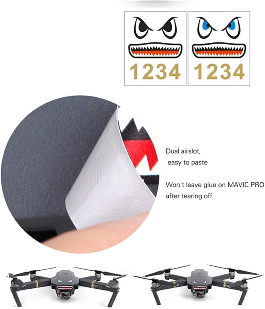2Pcs Battery Stickers Drone Skin Sticker Waterproof Shark Decal Sticker Number Stickers Set For DJI Mavic Mini/ Mini 2 / Mavic Air 2S / Air 2 /MAVIC Pro&Spark Universal