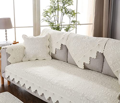 Xslive Cotton Embroidery Couch Sofa Cover Leaf And Floral Pattern Nonslip Quilted Furniture Protector Slipcover For Dogs thumb #5