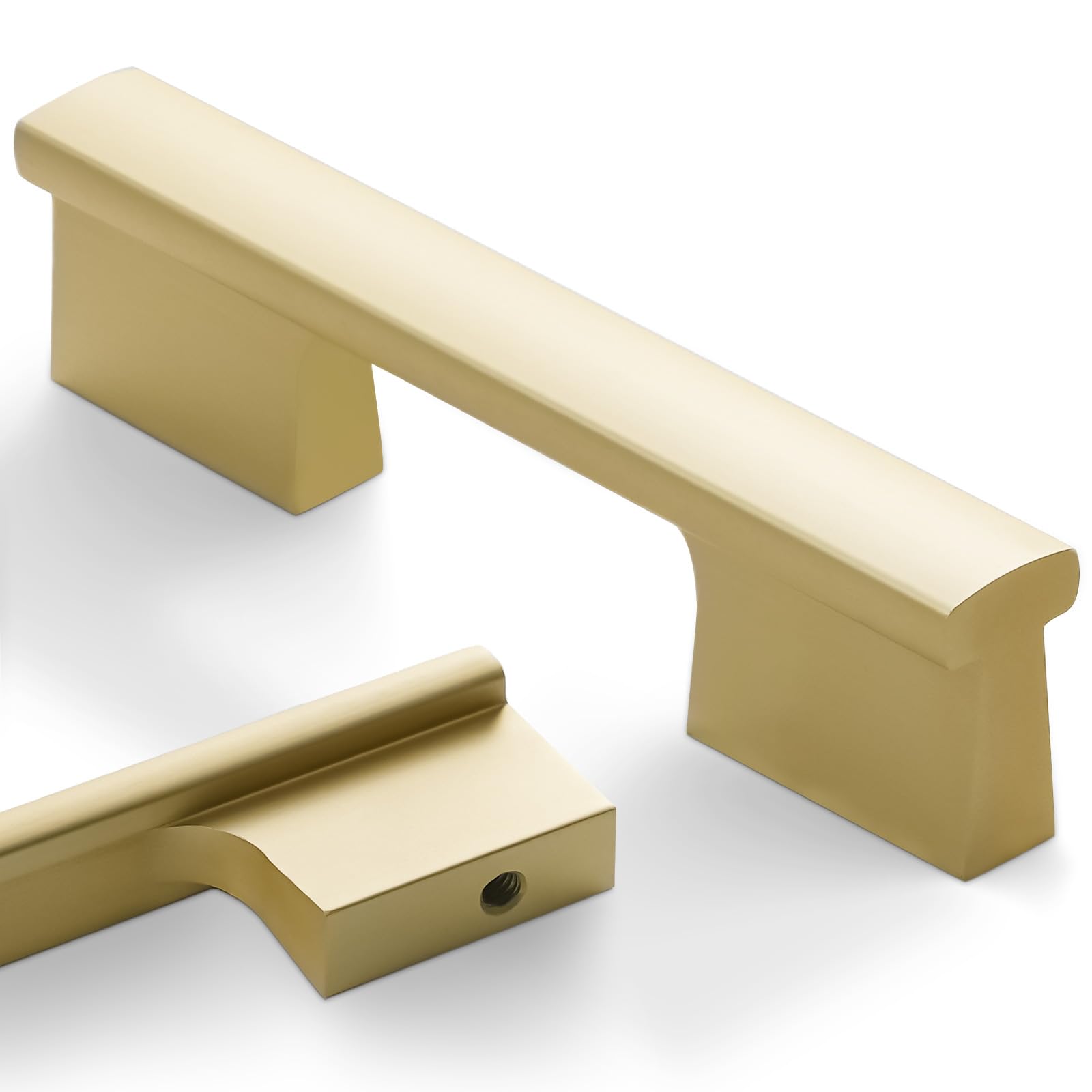 Amasideca 10 Pack Brushed Gold Cabinet Pulls 3.75 Inch(96mm) Hole Centers Kitchen Cabinet Handles Gold Drawer Pulls Cabinet Hardware