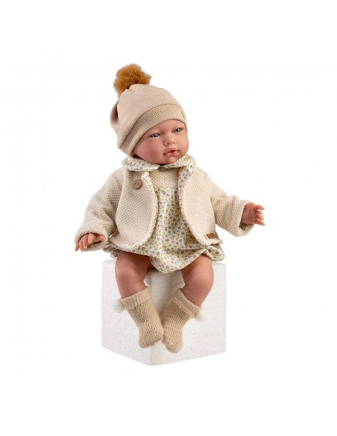 Muñeca con Peso Cris con Pelele de Flores y Chaqueta