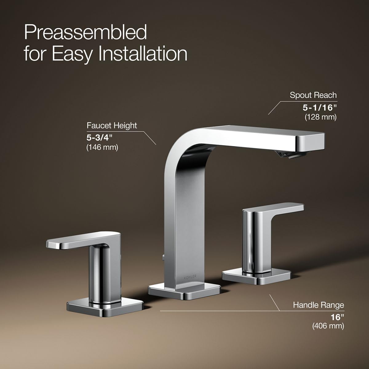 Kohler 23484-4N-CP K-23484-4N-CP Parallel Widespread Bathroom Sink