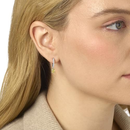IGI Certified 1 1/4 Carat Lab Grown Diamond Hoop Earrings for Women I 14k White Gold Huggie Earrings for Her (G-H, VS1-VS2, 1.28 cttw) Yellow Diamond Dangling Charm I Hinged Hoops2