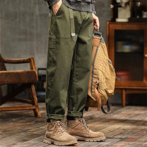 Men's Loose Profile Pants American Vintage Trousers High Waist Army EN8 Pants Cargo Trousers4