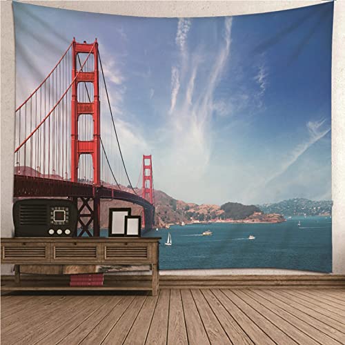 Tenture Golden Gate Isdreem grand format 200x150cm décoration tissu salon