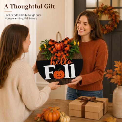 Image of Fall Wreaths for Front Door Thanksgiving Wreath Harvest Pumpkin Autumn Decor (Fall Wreath)