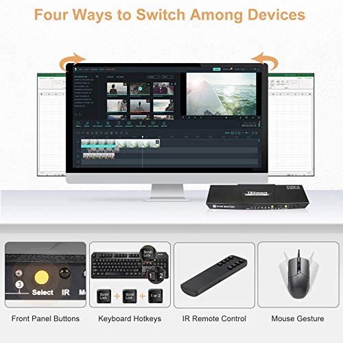 Tesmart Usb-C Kvm Switch 3 In 1 Out, For 3 Computers And 1 Monitors, 4K@60 Hz, Supply Power To The Laptop Connected To Port 1, Type-C Kvm #TOP6