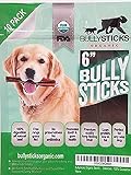 Bullysticks Organic Standard 6" Bully Sticks for Dogs - All Natural Dog Treat, These Chews are Free