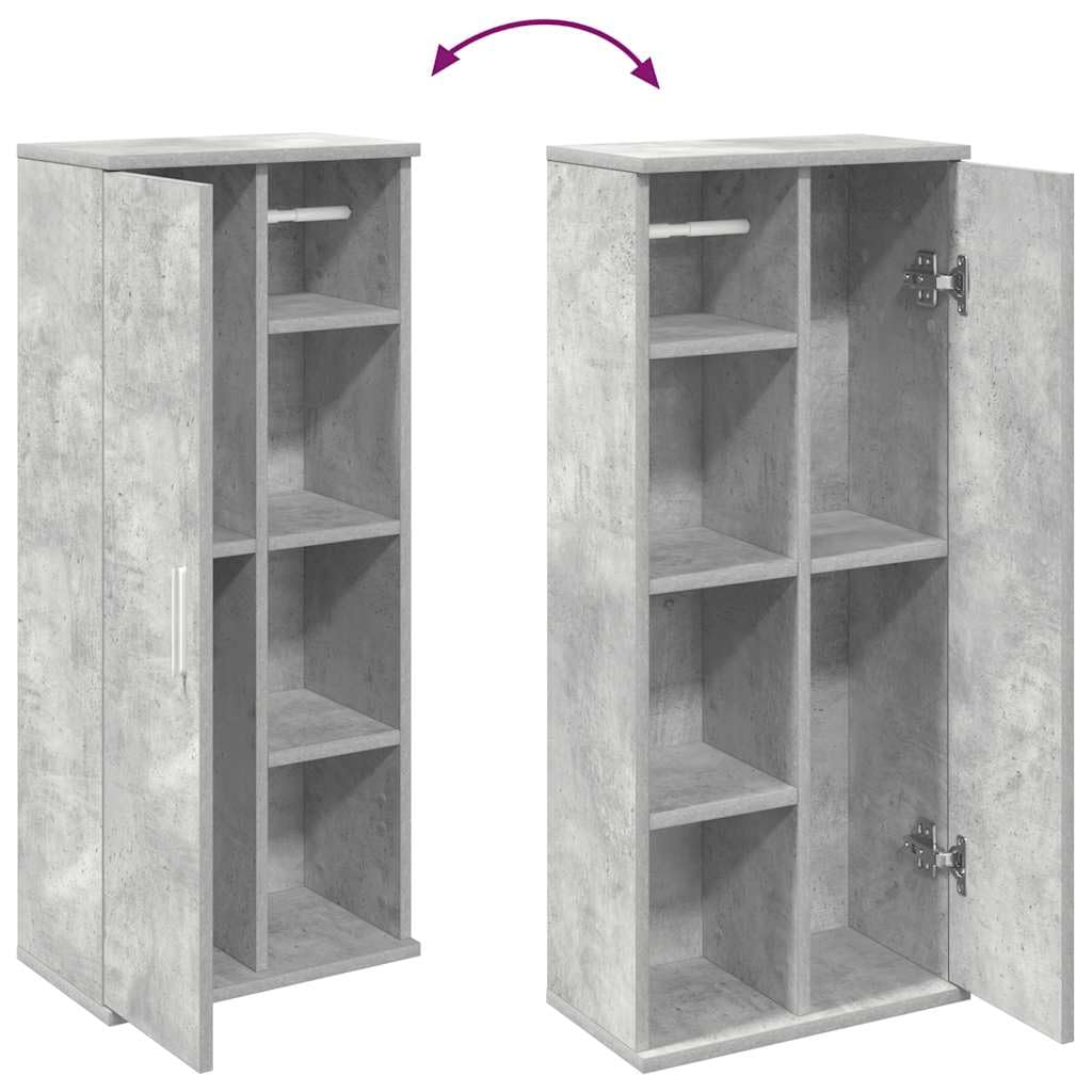Mueble de baño gris cemento 39 x 22 x 90 cm con portarrollos | Tablero de partículas resistente a la humedad, capacidad de 60 kg, puerta reversible, fácil limpieza