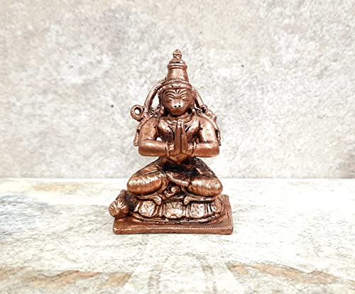 Image of Copper Idols - by Searchers Paradise ,6.3 cm , Copper Handmade Hanuman 147 Grams , Patina Antique Finish, Pack of 1 Piece