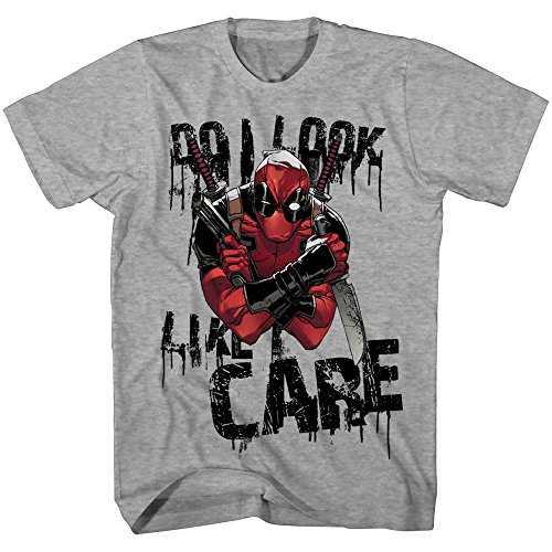 Mad Engine Deadpool Do I Look Like I Care Mens Grey Heather T-Shirt L