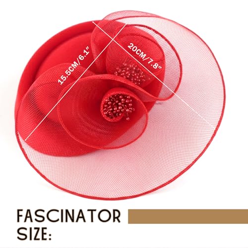 Image of DRESHOW Fascinators Hat Feather Headband Women's Fascinators Tea Party Headwear with Clip Flower Head Band for Girls & Women