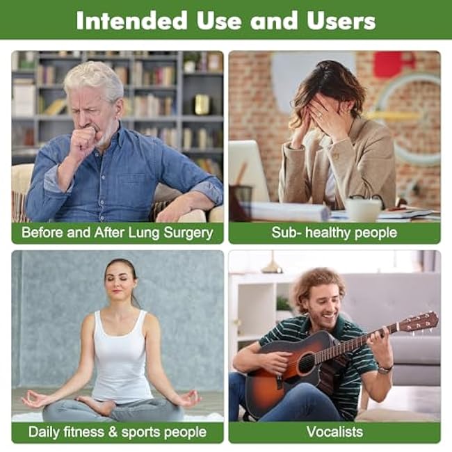 Breathing Exercise Device, Compact Guided Portable Breathing Trainer, Excellent for Sports, Performers, Singers, Hikers, Yoga, Mountain Climbers