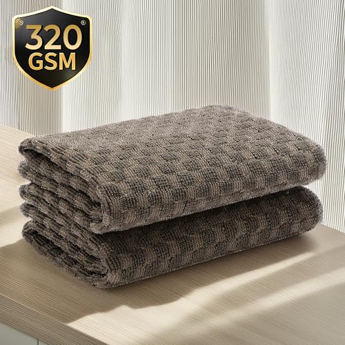 Image of Cutting EDGE 320 GSM - Set of 2 - Microfiber Cleaning Cloth, 2-in-1 Dual Texture, Super Absorbent, Lint Free & Streak Free for Car & Bike, Glass, Dashboard & Interior (40 x 48 cm, Brown)