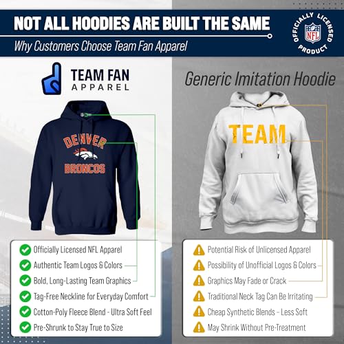 Image of Team Fan Apparel NFL Gameday Hoodie Pullover Sweatshirt for Men and Women | Officially licensed NFL Gameday fleece pullover - kangaroo pocket, ribbed cuffs, drawstring hood, unisex fit