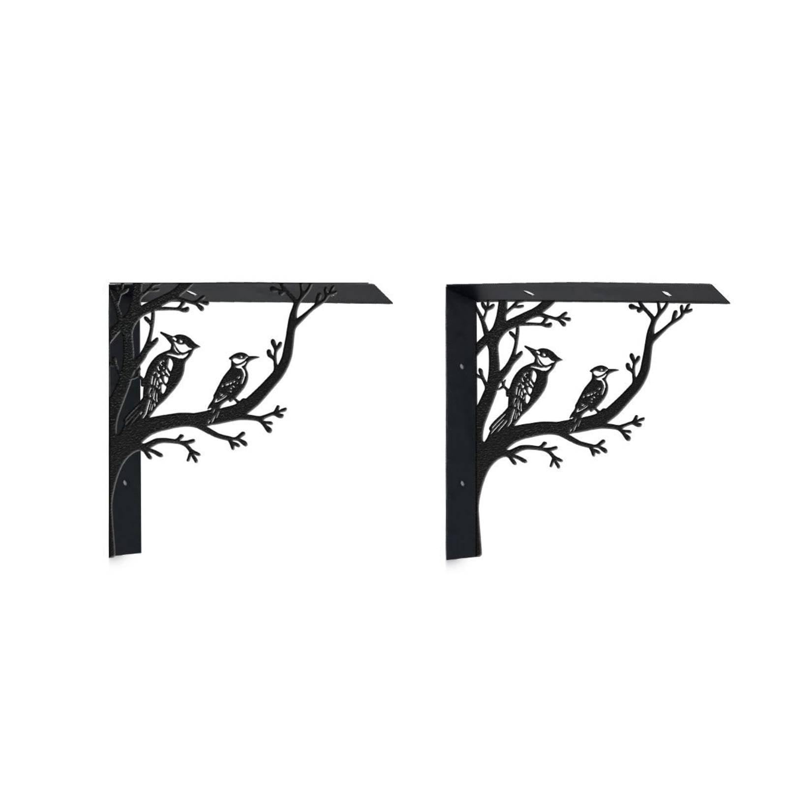 Shelf Bracket with Tree Branch Design Matte Black Wall-Mounted Shelf Bracket Right-Angle Brackets with Branch Design for Living Room, Bedroom, Kitchen Zw260603001i-image-19