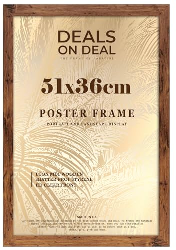 DEALS ON DEAL® Poster Frame 51x36 cm Photo Picture Frame Jigsaw Puzzle | Mdf Wooden 51 x 36 cm | Large 510 x 360 mm | for Home Office Livingroom-Rustic