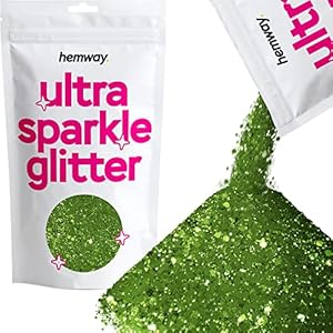 Hemway Ultra Sparkle Glitter – Multi-Size Chunky Fine Cosmetic Glitter Mix for Body Face Hair Eye Nail Art Festival, Crafts for Tumbler Resin Decorations – Lime Green – 100g / 3.5oz