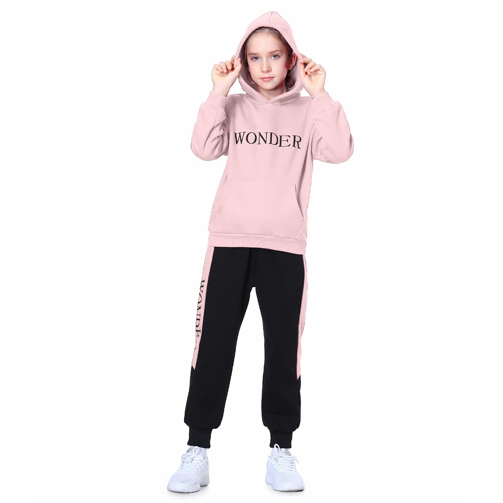 Survêtement Ensemble Fille Costumne Sport Jogging Sweat-Shirt Encapuchonné Pull + Pantalon de Sport Hoodies 2 Pièces Vêtement d'automne Printemps