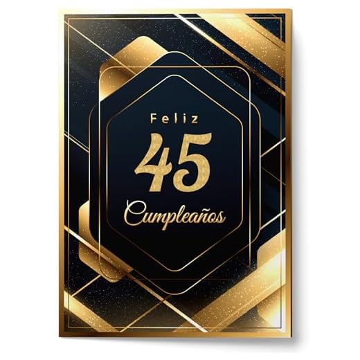 Cheerset Postal de Feliz Cumpleaños para Hombre o Mujer - Grande A4 21x30 cm con Mucho Espacio para Escribir - Incluye sobre (45 Años)