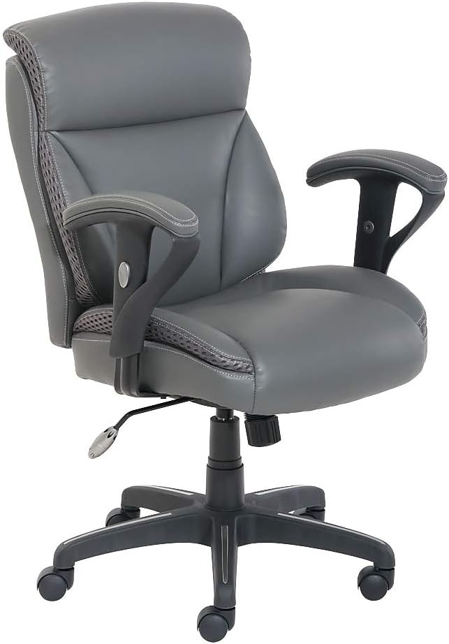 Dormeo C200 Leather Task Chair, Slate Gray