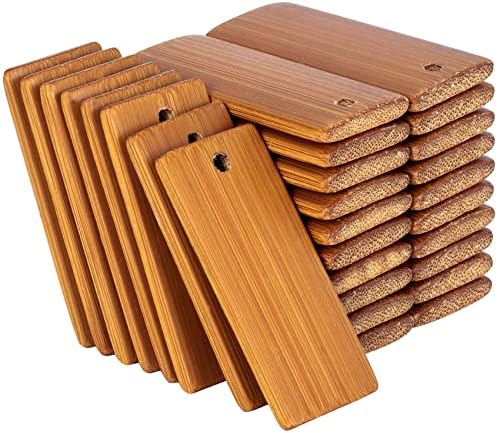 Blank Name Tags 10 Blank Wooden Rectangle Tags With Key Rings | 25mm Craft Tags For Engraving, Drawing, DIY Projects Knock On Wood - Foto 13