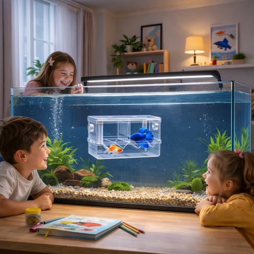 Image of rizopets Aquarium Breeding Box, Double Layer Fish Tank Isolation Box with Divider, Clear Acrylic