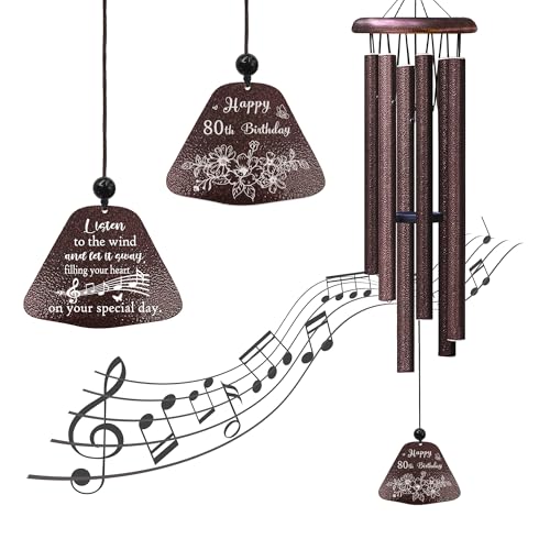 Yesruby 80th Birthday Gifts for Women/Men, 80th Birthday Decorations 32” Wind Chimes...