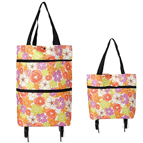 Bolsa de compras plegable con ruedas: bolsa plegable con ruedas para mujer, reutilizable, multifunción, bolsa de viaje Cover