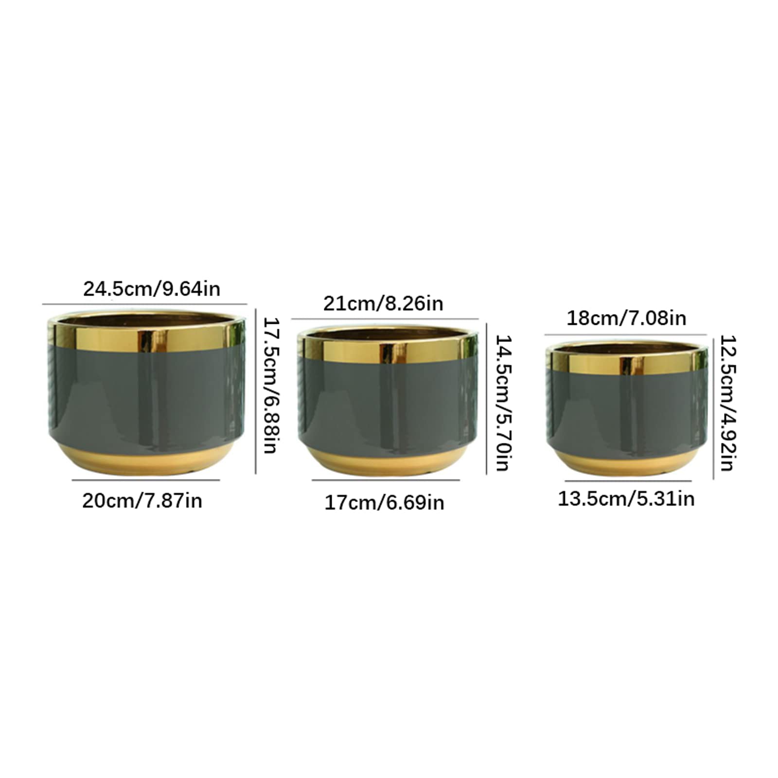 Vasi da Giardino Vaso per Piante da 7/8/9 Pollici, fioriere in Ceramica Smaltata Lucida di Lusso con Foro di Scarico e piattino in plastica per Interni ed Esterni