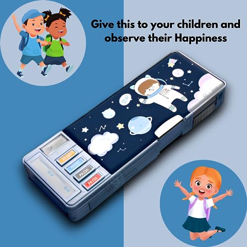 Image of Plastic Space Astronaut Pencil Box For Girls & Kids, Compass Box For Boys, Pencil Pouch For School, Pencil Case Gift For Boys (Space Button), Multicolour