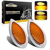 2x Bright Amber 35 LED Tear Drop Turn Signal Marker Lights Stud Mount w/Chrome Bezels Utility