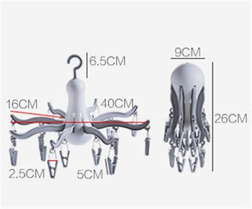 Percha plegable con clip y goteo/colgador de secado para colgar – 16 clips para calcetines de secado de ropa interior, calcetines, brasier, toalla,
