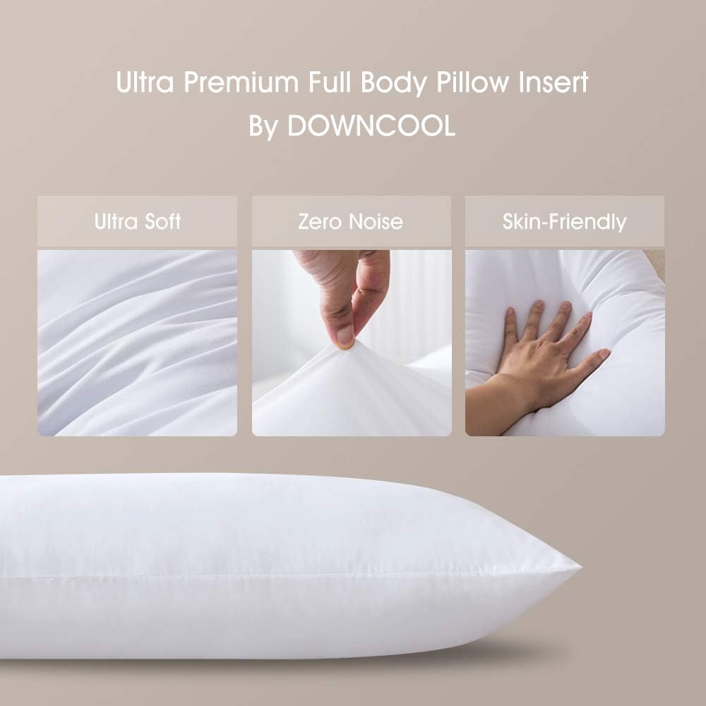 DOWNCOOL Premium Large Body Pillow Insert for Adults- 100% Polyester Microfiber Filling- Breathable Full Long Pillow for Sleeping - 20 x 54 inch : Home & Kitchen
