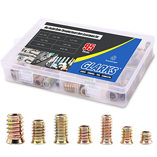 Glarks GLLAKLJN-95 95Pcs Zinc Alloy Hex Flanged Screw-In Nut Hex Socket Drive Threaded Insert Nuts Assortment Set thumb #6