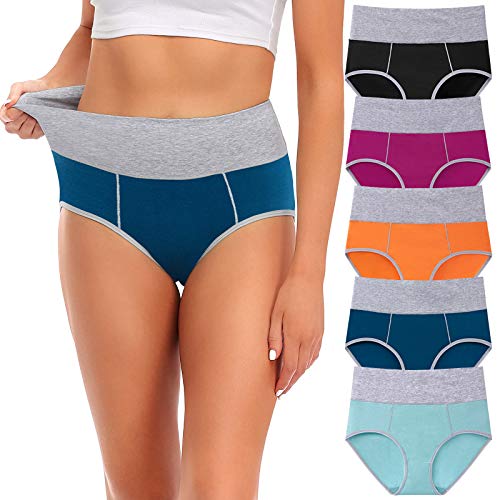 Image of Womens Underwear,Cotton Mid Waist No Muffin Top Full Coverage Brief Ladies Panties Lingerie Undergarments for Women Multipack