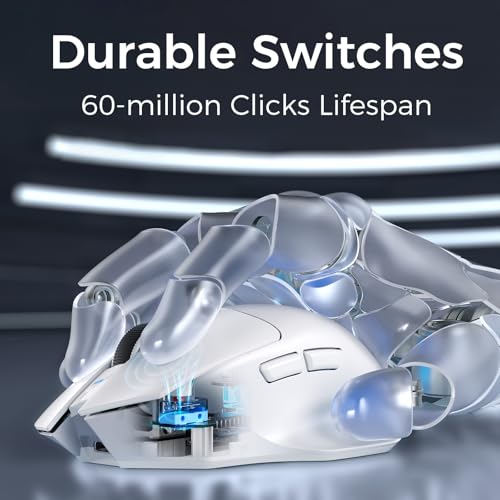 Image of MCHOSE G7 Lightweight Ergonomic Wireless Mouse, PAW3311 12K DPI Sensor, Tri-Mode Connection, Wireless /Wired 1K Polling, 55g Weight, 800mAh Bettery (White)