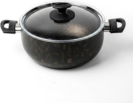 Papilla Master 22 cm Sunday Tencere - Gold Mutfak Desenli Yanmaz Yap maz Cam Kapakl  Derin Yemek ve  orba Tenceresi