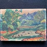 伝田崎広助 風景画 額33×40.7絵16×23cmサムホールサイズ