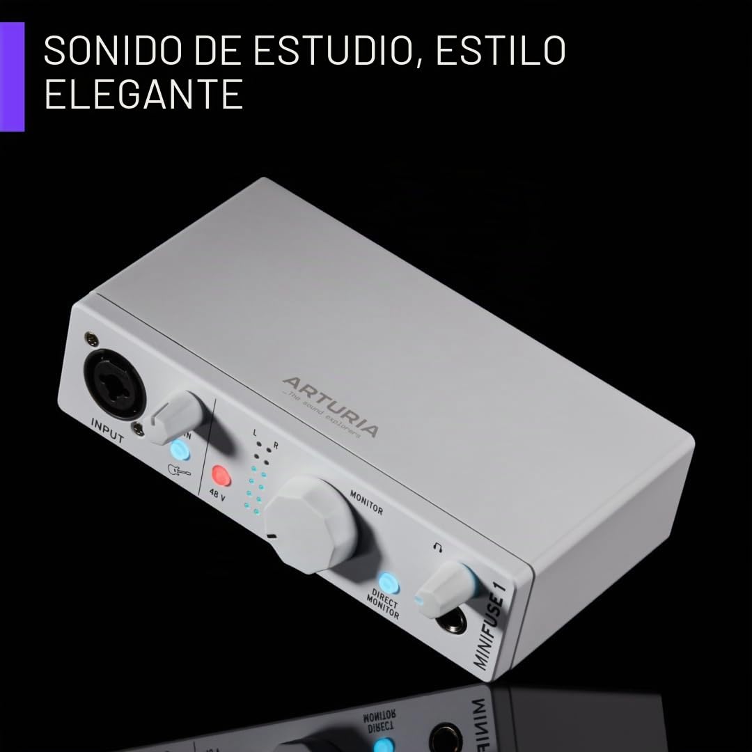 Arturia - MiniFuse 1 - Arturia - MiniFuse 1 - Interface de Audio USB Compacta con Software Creativo para Grabación, Producción, Podcasting, Guitarra - Blanco