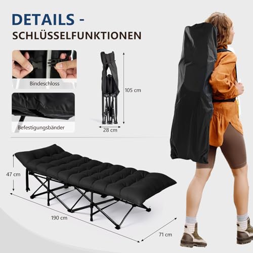 klappbar für Camping und Karpfenangeln - Detailansicht von Bonnlo Feldbett Camping Angebot – Dealfoxx.de