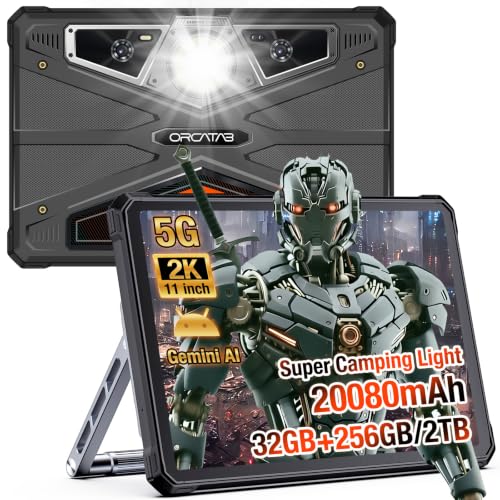 Image of WT1 Pro 2026 5G Rugged Tablet Android 16, 2K 11 inch 120Hz 33W 20080mAh Waterproof Tablet, 32GB+256GB /2TB Outdoor Tablets, 64MP+16MP+20MP Gemini AI /IP68 /5G LTE WiFi /Face ID /OTG /GPS /Camping Lantern