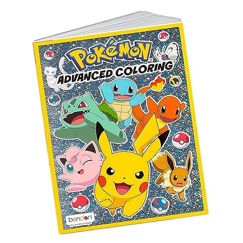 Image of Bendon Pokemon Advanced Coloring and Stickers Activity Set with Pokeman Advanced Coloring Book, Sticker Book, Pokeman Reward Stickers, 2-Sided Door Hanger