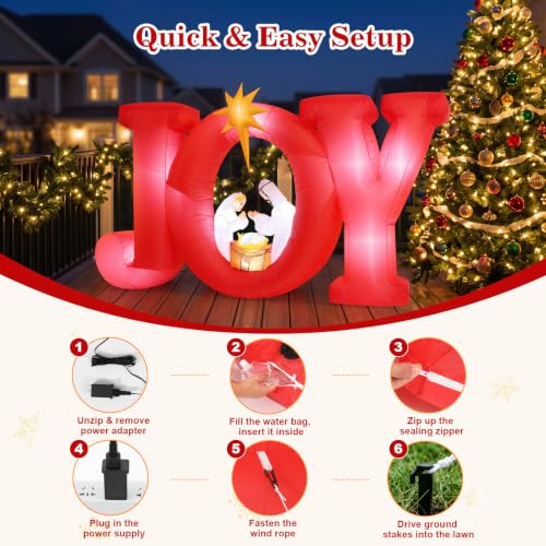 Luxspire 8.8FT Christmas Inflatable Nativity Scene, Joy Jesus Blow Up Yard Decoration with Built-in LEDs, Christmas Inflatables for Lawn, Garden, Holiday Party, Outdoor Christmas Decorations — view 6