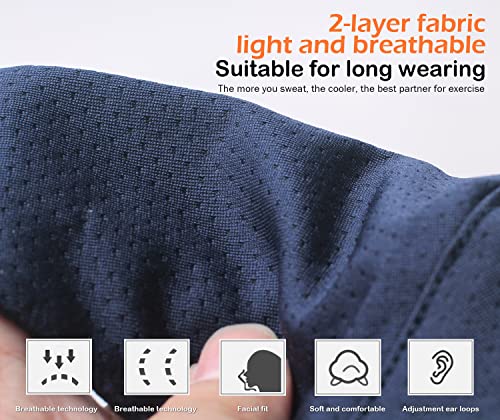 Cloth Face Mask Breathable & Washable & Reusable Adjustable Earloop For Sports Home Office Work Outdoor, Navy Blue 2 Pack #TOP5