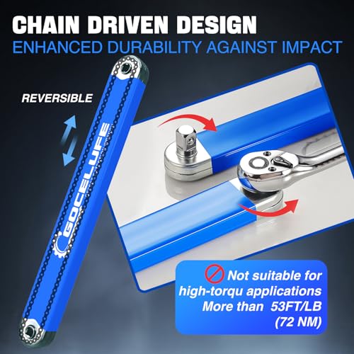 Image of Offset Extension Wrench Impact - Tight Reach Wrench Set with Universal Square Drive Adapters (1 /4 inch, 3 /8 inch, 1 /2 inch) - Ideal for Tight Spaces - Unique Tool gifts for Mechanic Men Dad (Blue)