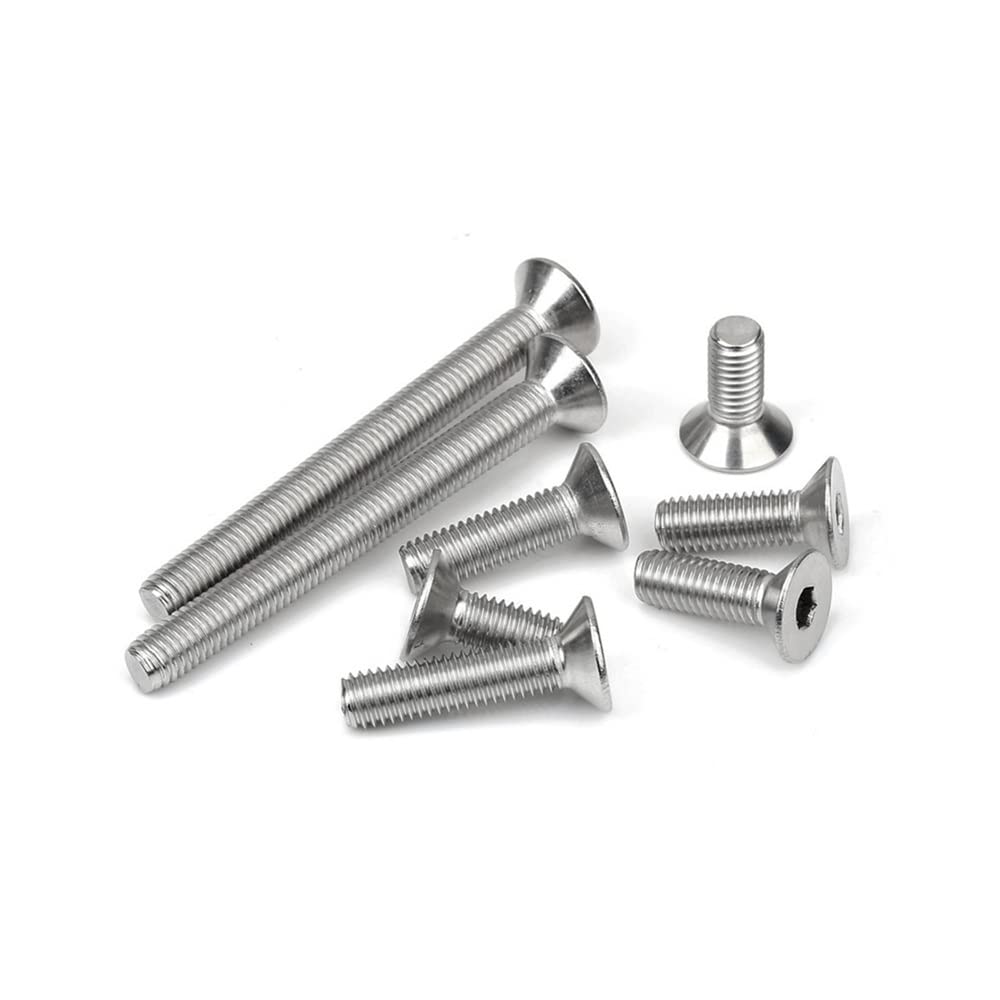 BOYALE 50pcs M2 M2.5 Allen Key Head Stainless Steel 304 Or Black Hex Socket Flat Countersunk Head Screw (Color : Sliver, Size : 8MM_M2.5-(50PCS))