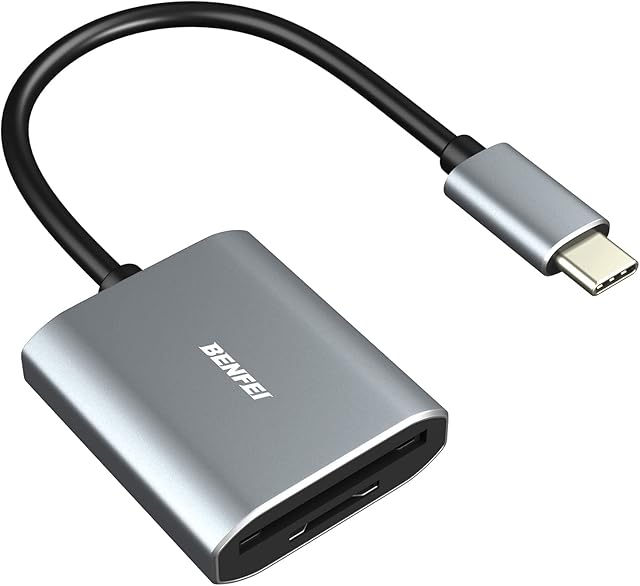 BENFEI USB C to SD/Micro SD Card Reader, Thunderbolt 3 to SD/Micro SD Card Reader Compatible for MacBook Pro 2019, MacBook Air/iPad Pro 2019/2018, Galaxy S10/S9, Surface Book 2 and More, Grey