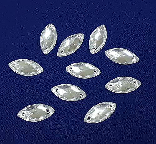 Perlin Rhinestone 100 Pieces Crystal Acrylic Loose Cut Gem Set, 15 x 7 mm, Clear, Oval for Garment Crafts Clothing and Bag Decoration - Image 4